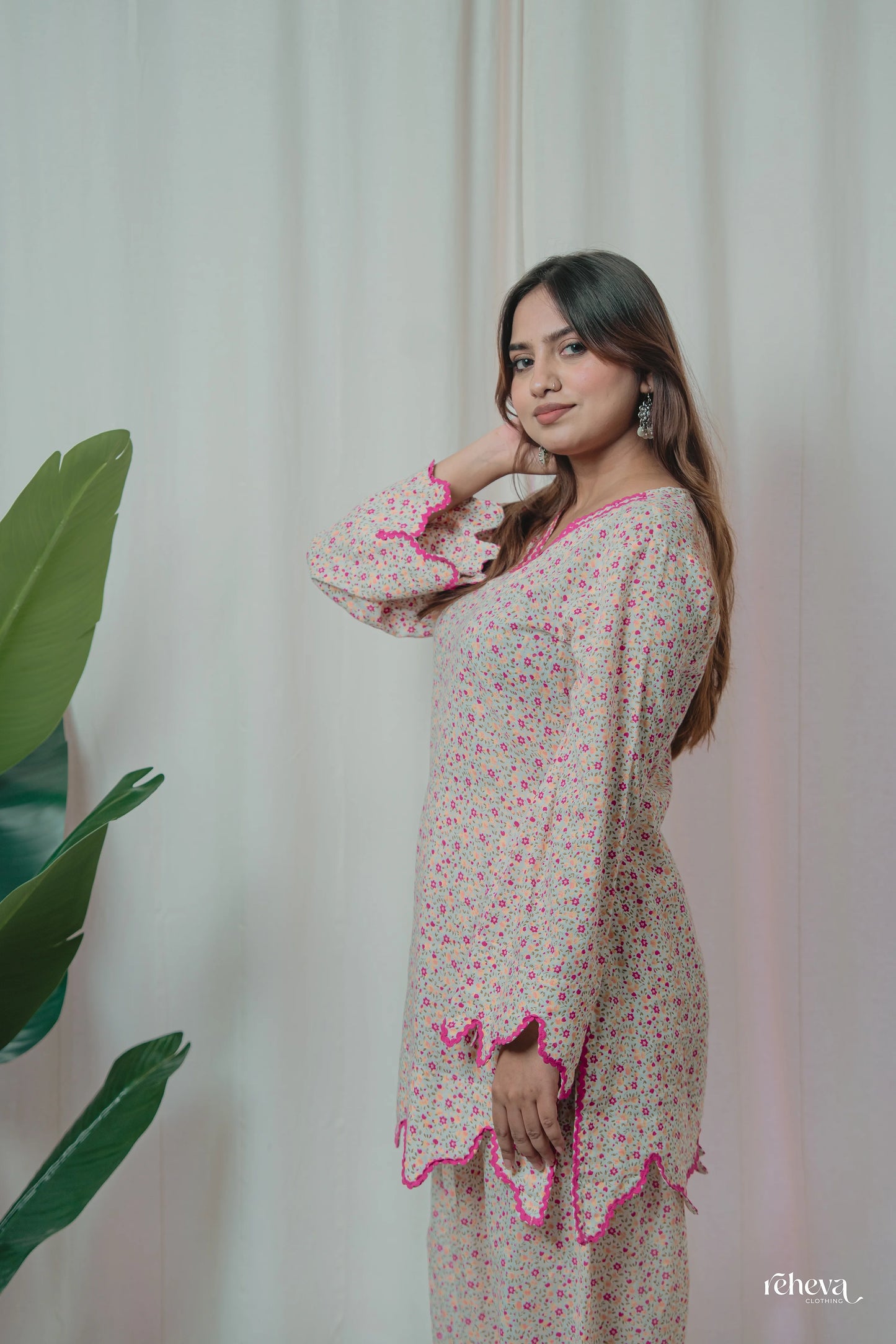 Chameli Rosy Petals Cambric Cotton Farshi Set