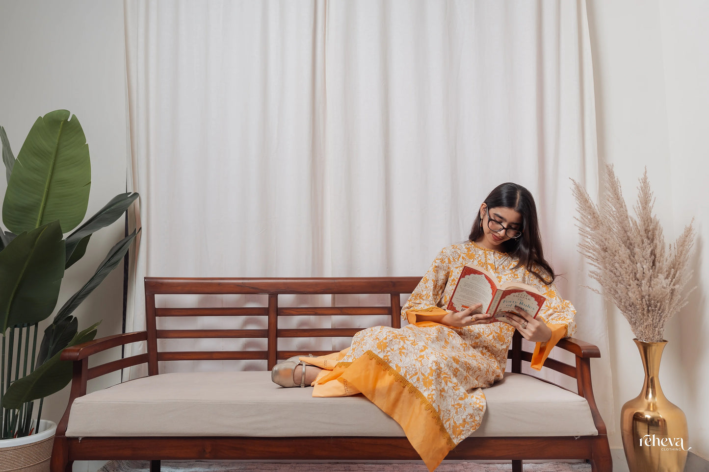 Gulmohar Mustard Cambric Cotton Kurta Set