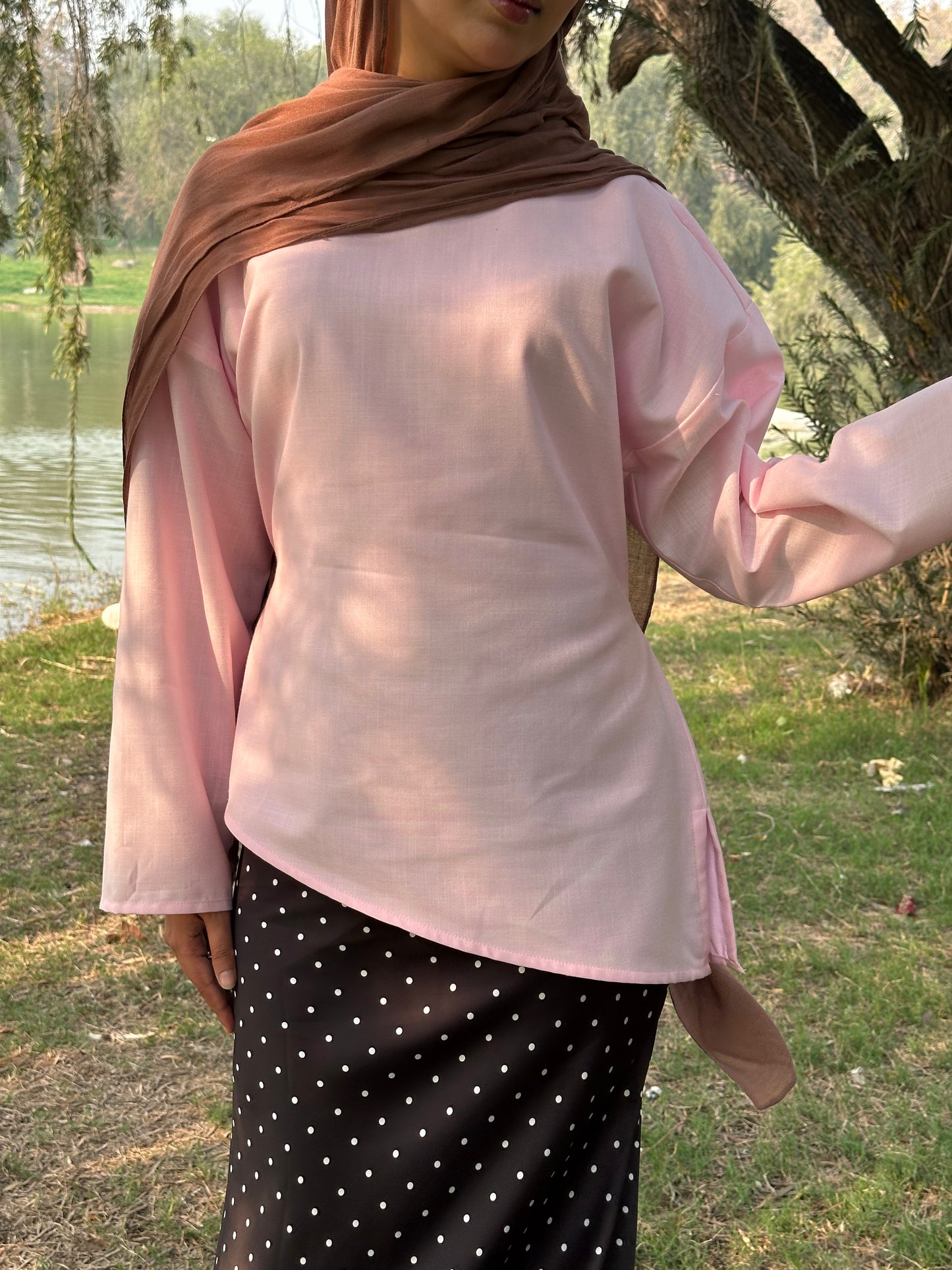 Relaxed Linen Top — Pink