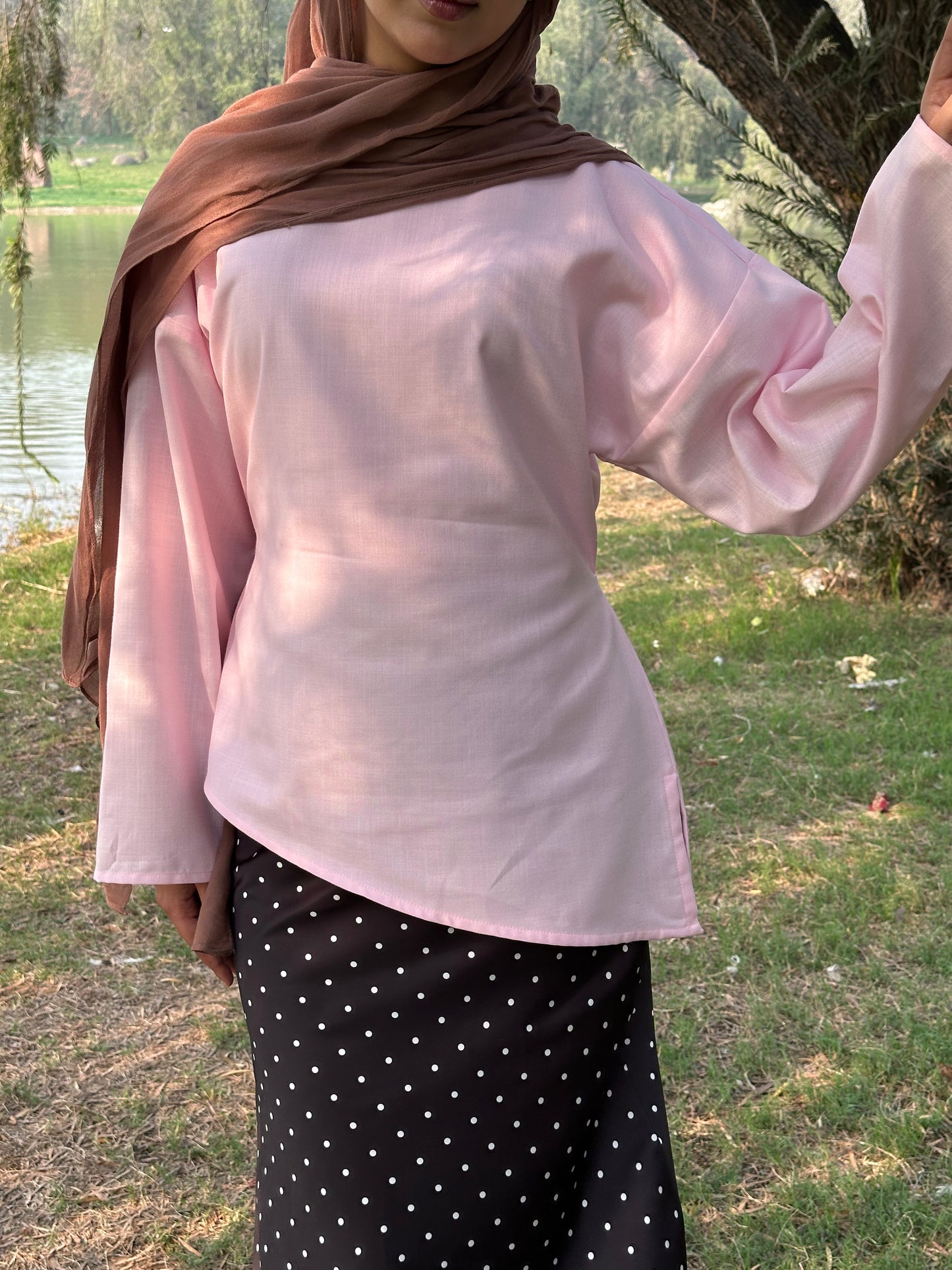 Relaxed Linen Top — Pink