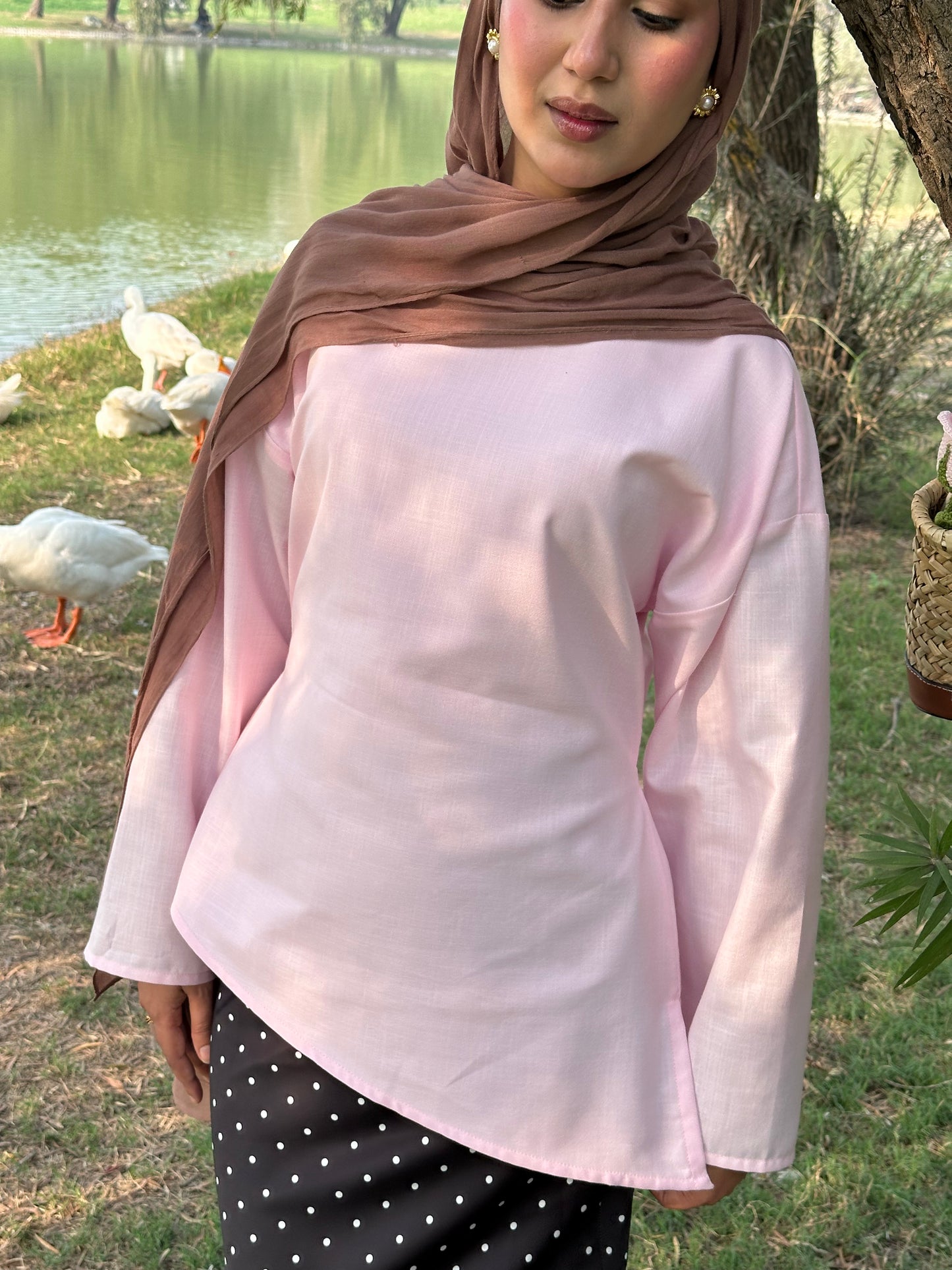 Relaxed Linen Top — Pink