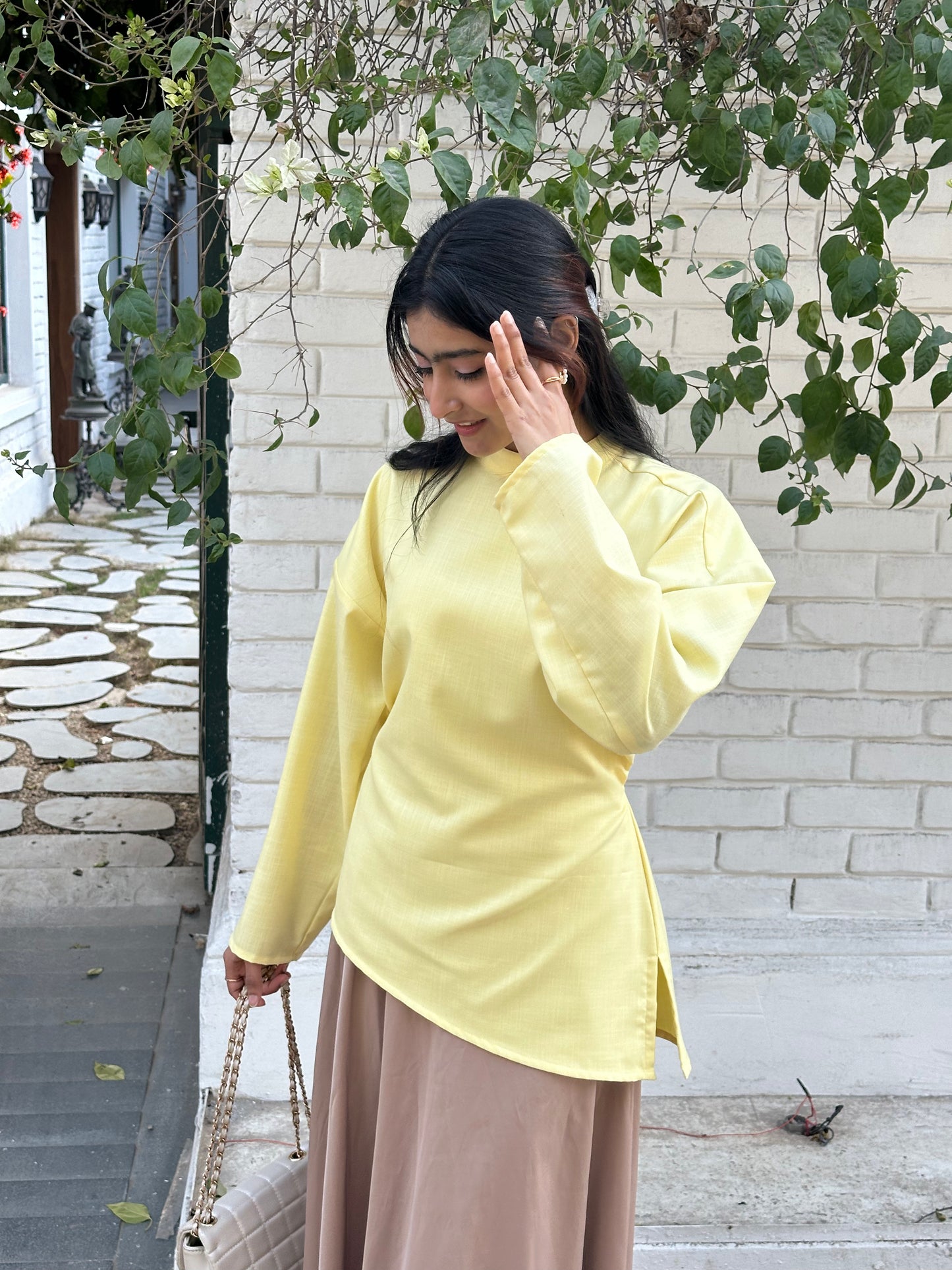 Relaxed Linen Top — Yellow
