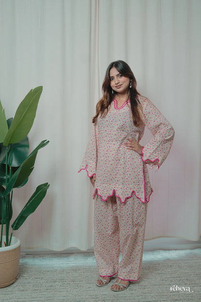 Chameli Rosy Petals Cambric Cotton Farshi Set
