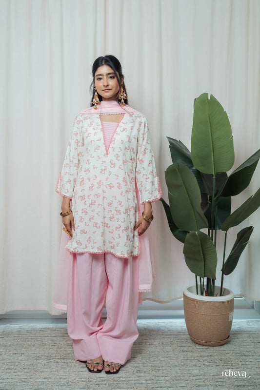 Guldasta Soft Pink Rayon Georgette Farshi Set