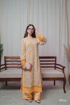 Gulmohar Mustard Cambric Cotton Kurta Set