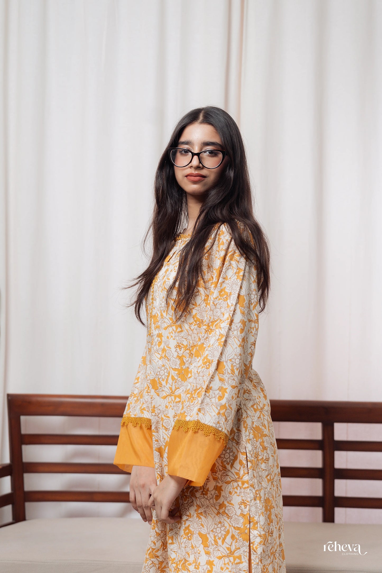 Gulmohar Mustard Cambric Cotton Kurta Set