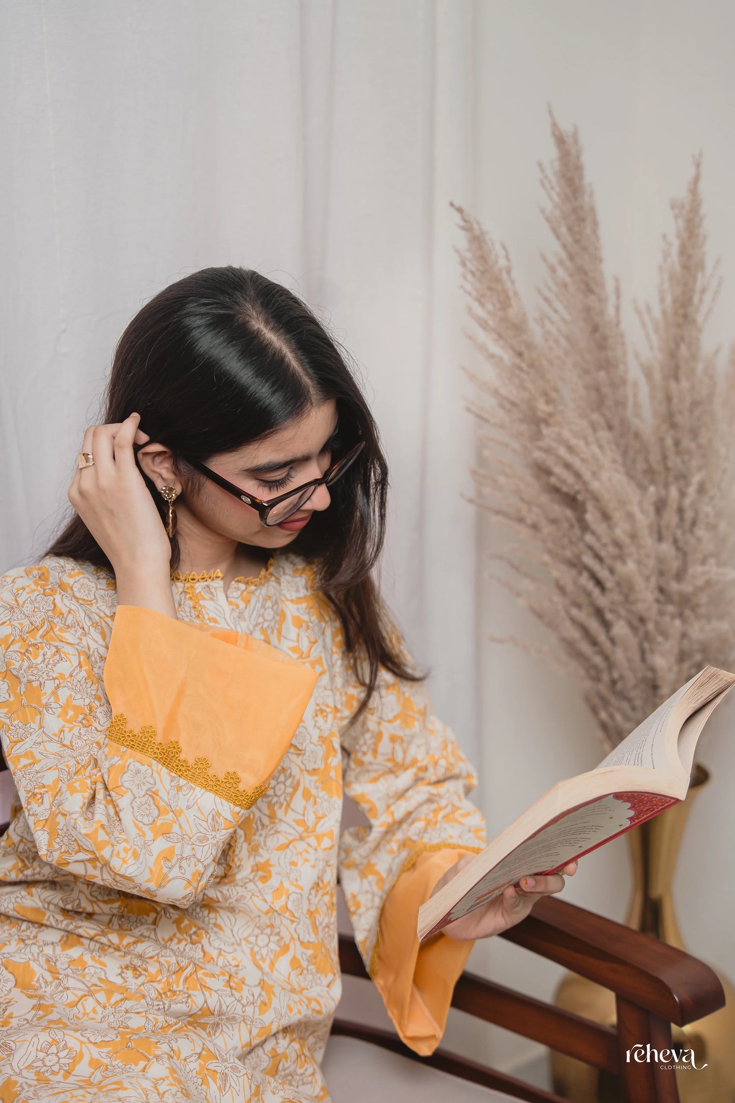 Gulmohar Mustard Cambric Cotton Kurta Set