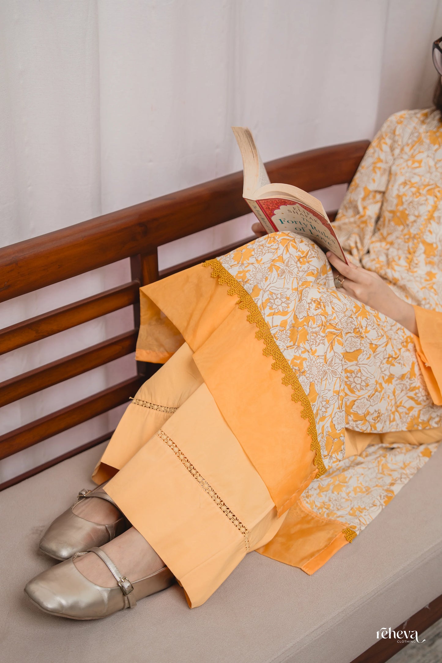 Gulmohar Mustard Cambric Cotton Kurta Set
