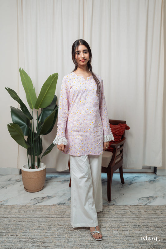 Jhalar Lavender Cambric Cotton Kurta Set