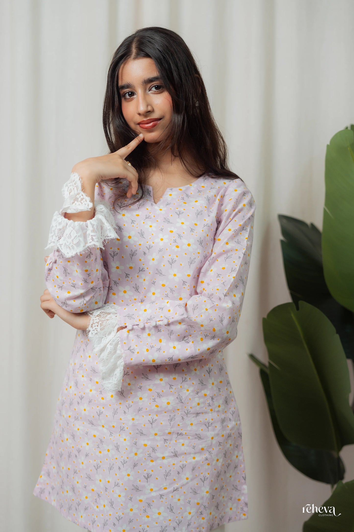 Jhalar Lavender Cambric Cotton Kurta Set