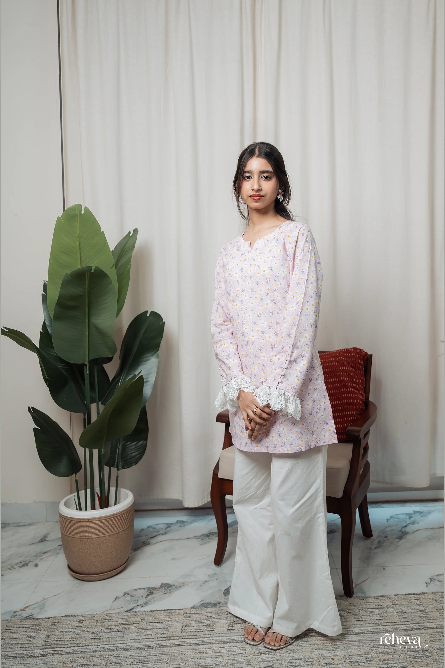 Jhalar Lavender Cambric Cotton Kurta Set