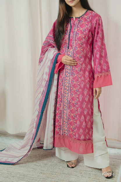 Patola Ruby Pink Cotton Suit Set