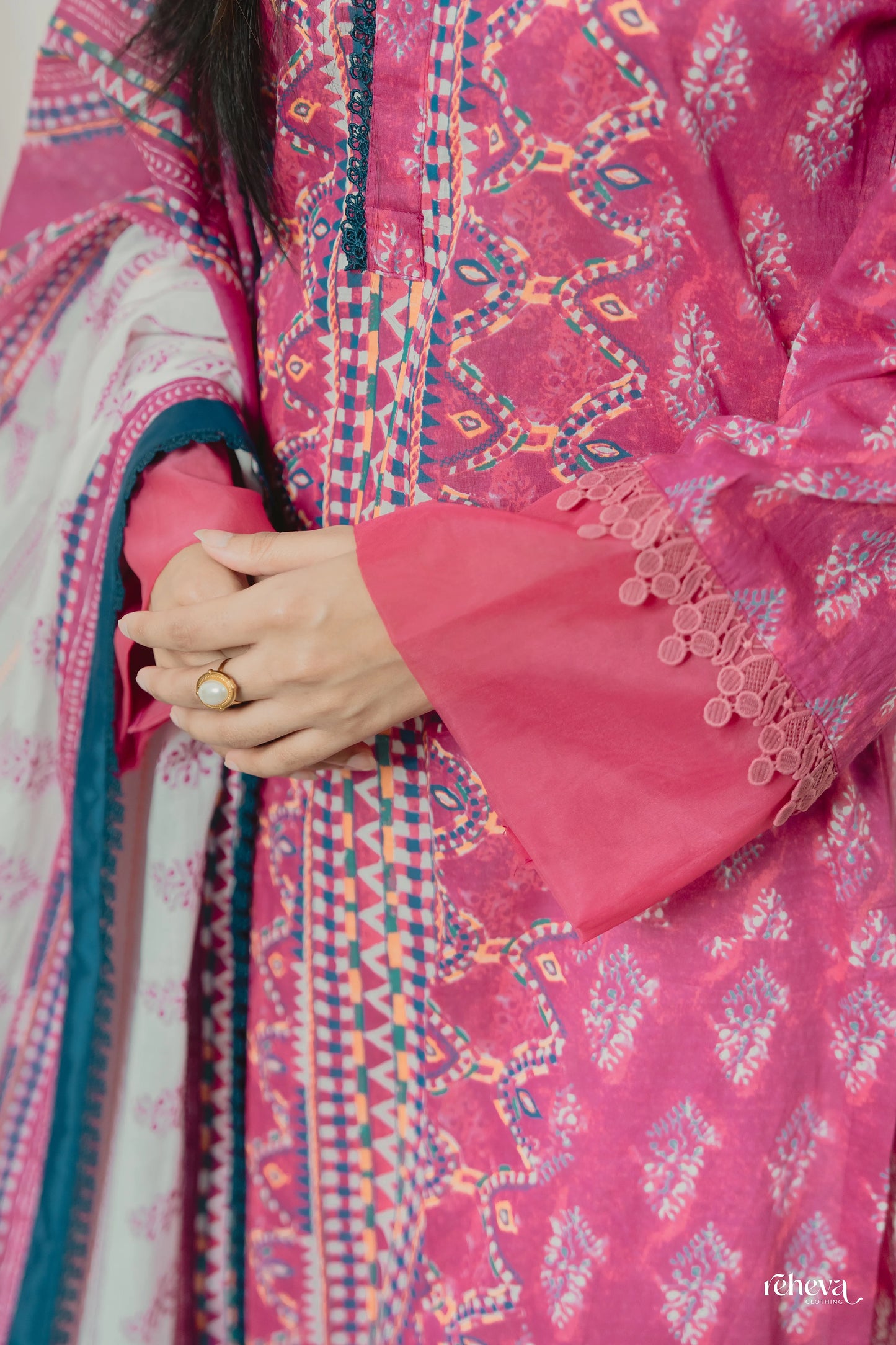 Patola Ruby Pink Cotton Suit Set