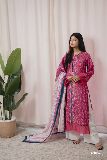 Patola Ruby Pink Cotton Suit Set