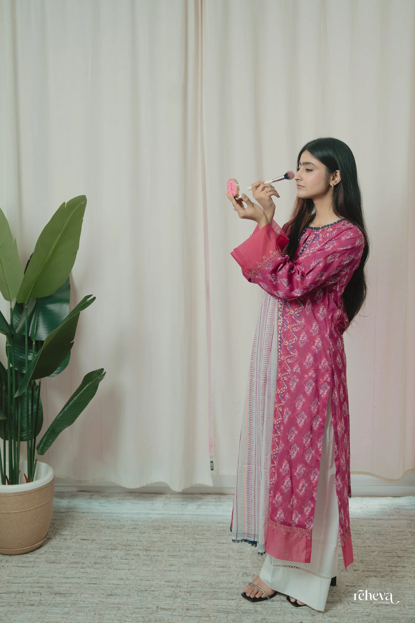 Patola Ruby Pink Cotton Suit Set