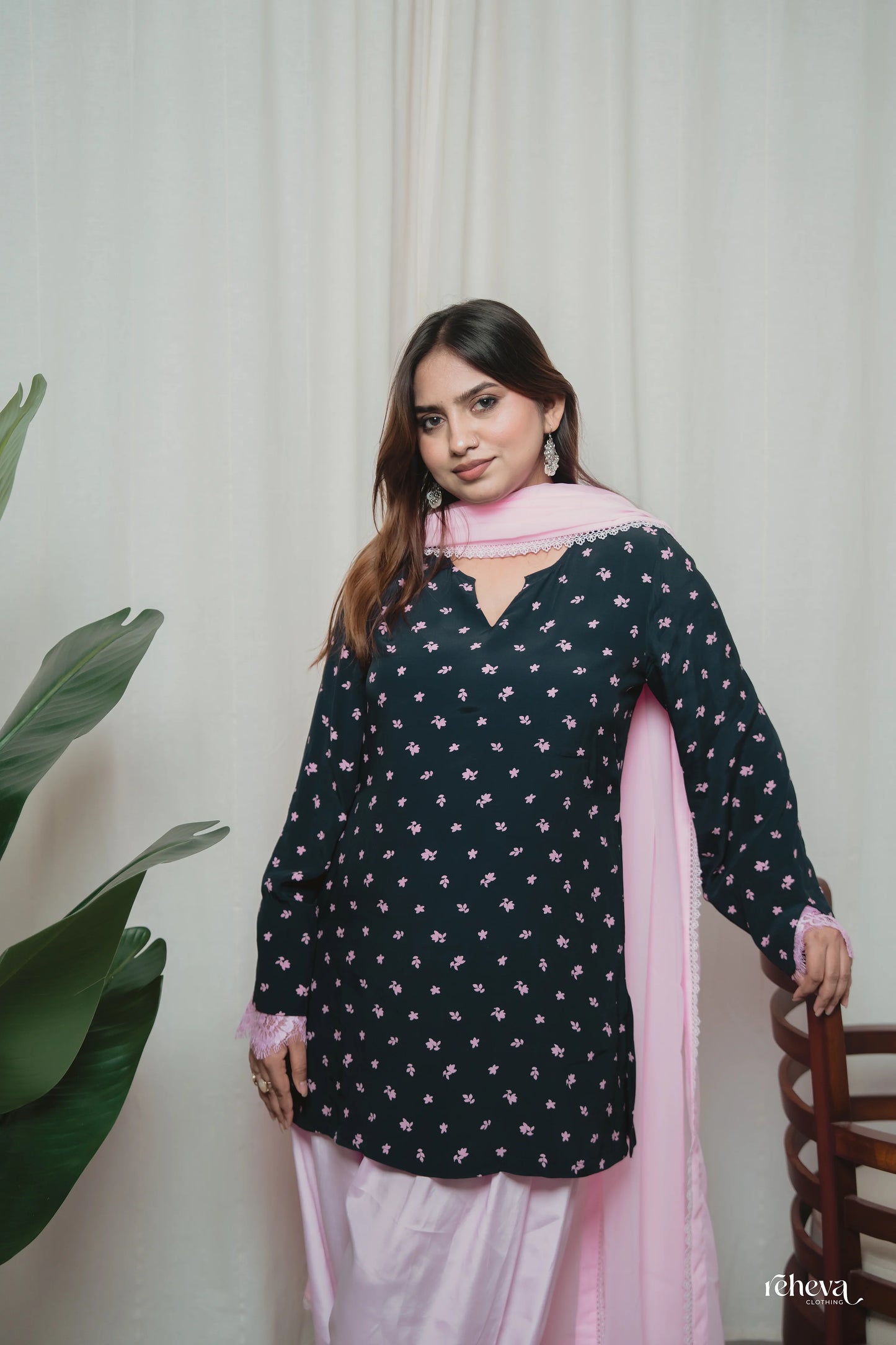 Sitara Navy Blush Cambric Cotton Farshi Set