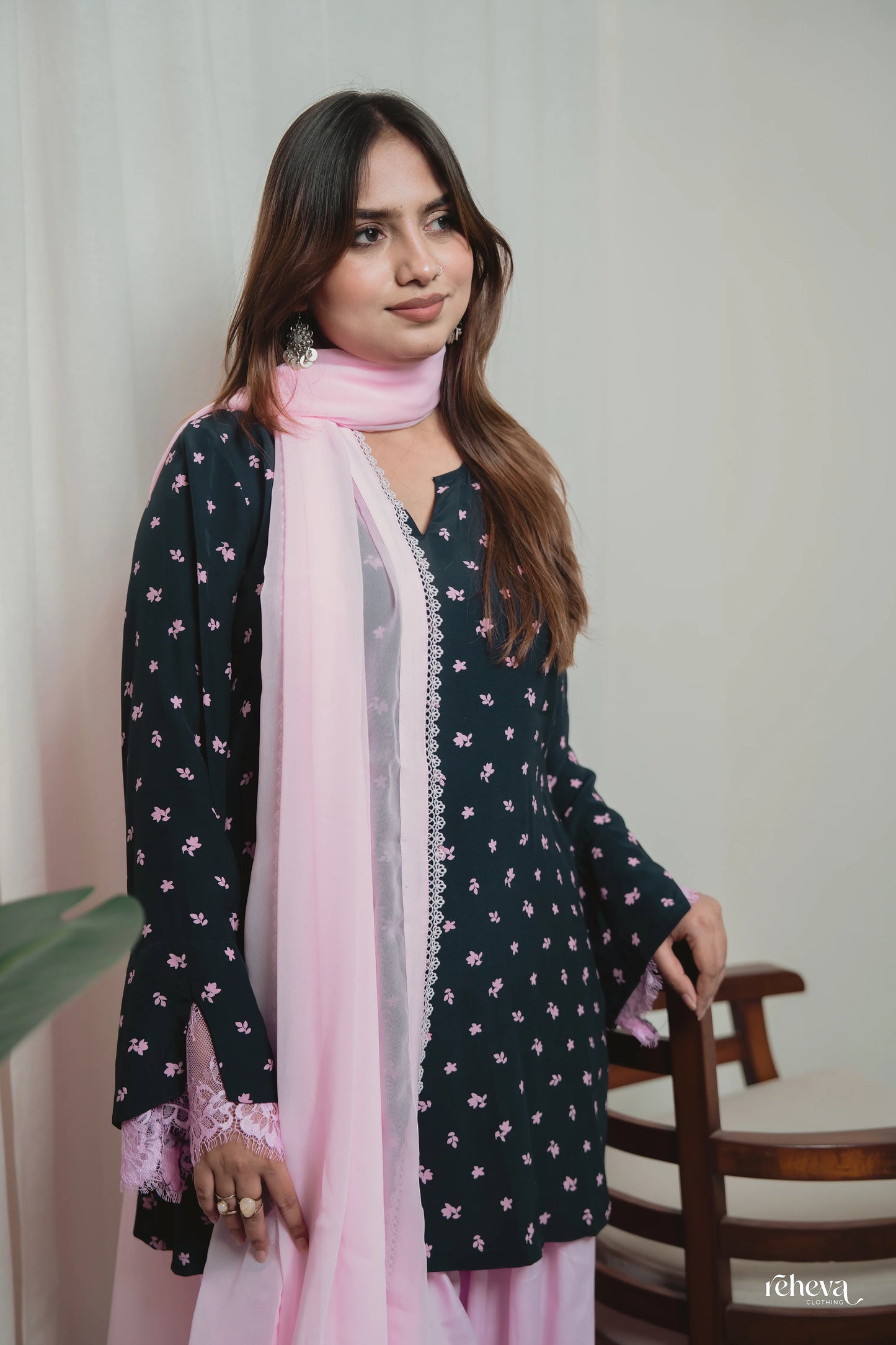 Sitara Navy Blush Cambric Cotton Farshi Set